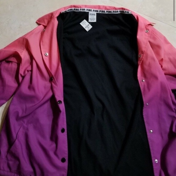 NWOT PINK VS OMBRÉ SNAP BUTTON ADJ COACHES JACKET - Picture 8 of 16
